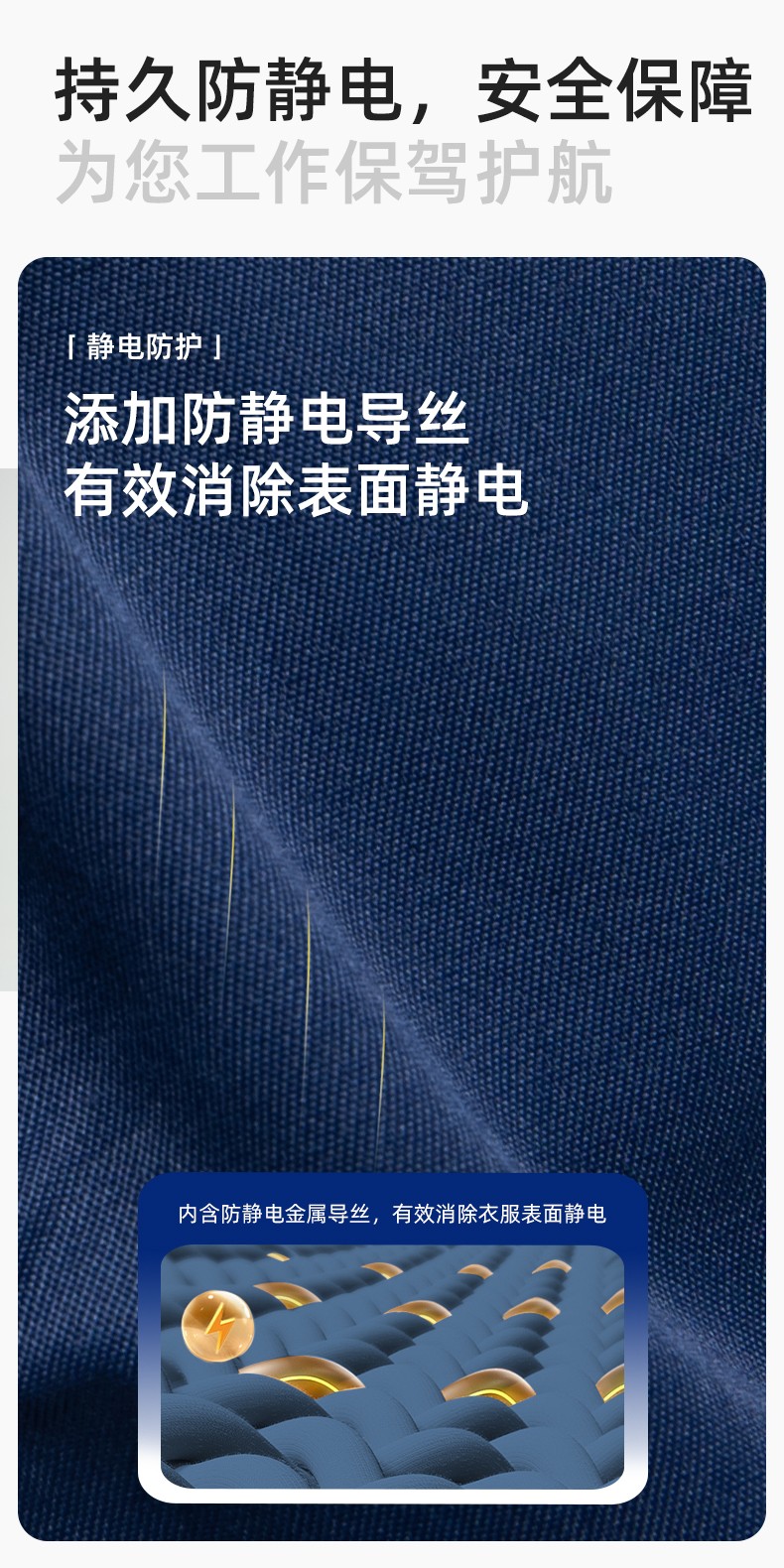 LJ-9701SF 春秋防酸堿防靜電勞保工作服套裝化工廠加油站工裝定制(圖4)