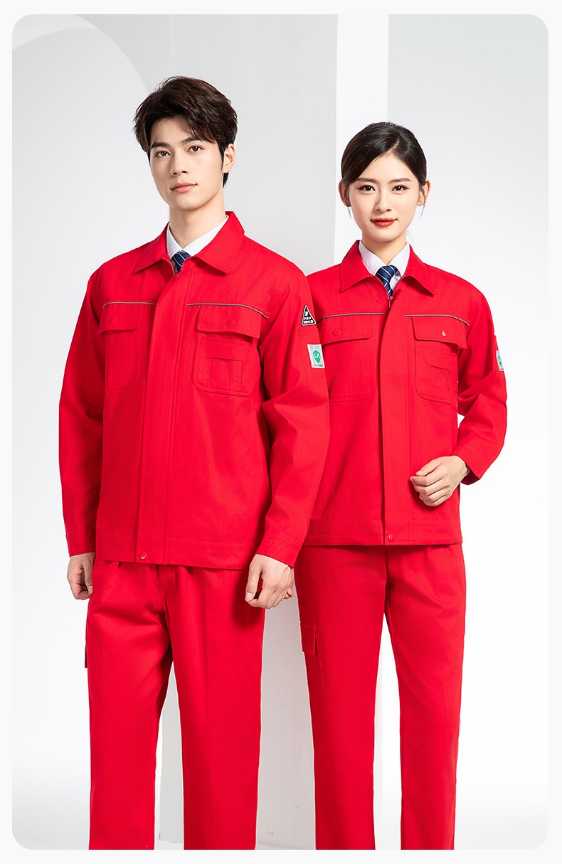FJD8099 春秋純棉防靜電工作服套裝定制電網化工廠汽修車間耐磨反光勞保服(圖19)