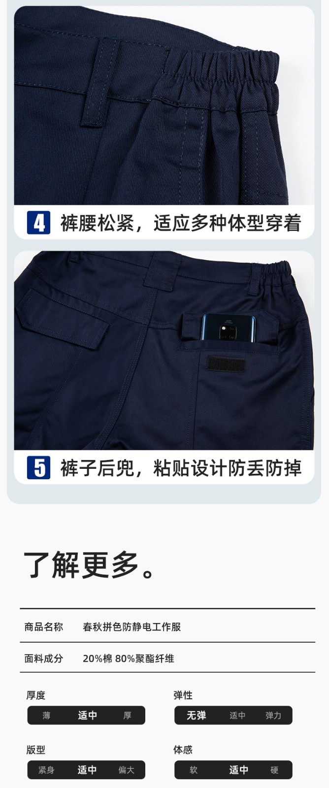 JC-3D02 春秋防靜電棉服定制工作服拼色工裝加油站機(jī)修車間廠服勞保工作服(圖9)