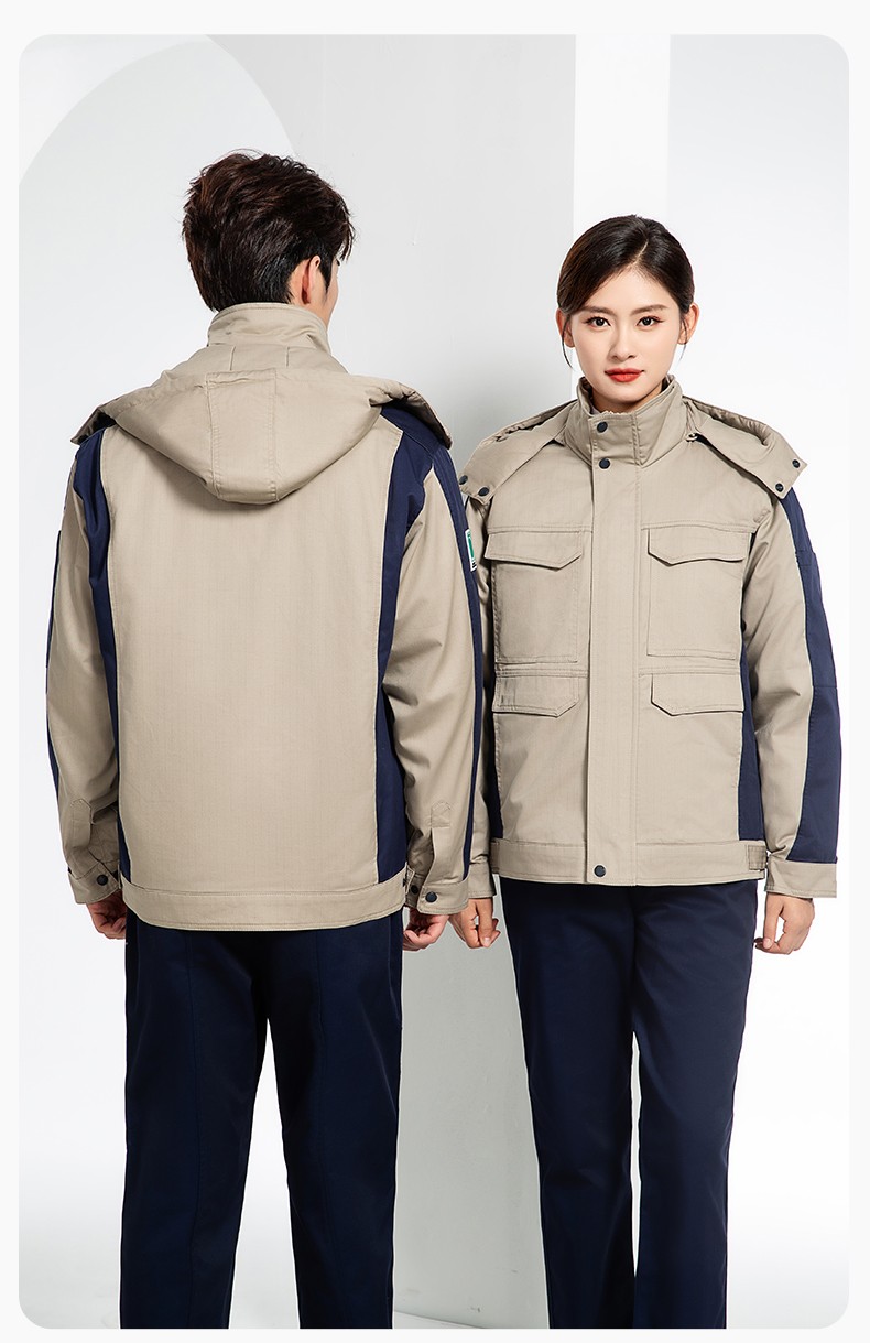 JC-3D02M 冬季防靜電棉服定制工作服拼色CVC工裝加油站機(jī)修車間廠服勞保服(圖17)