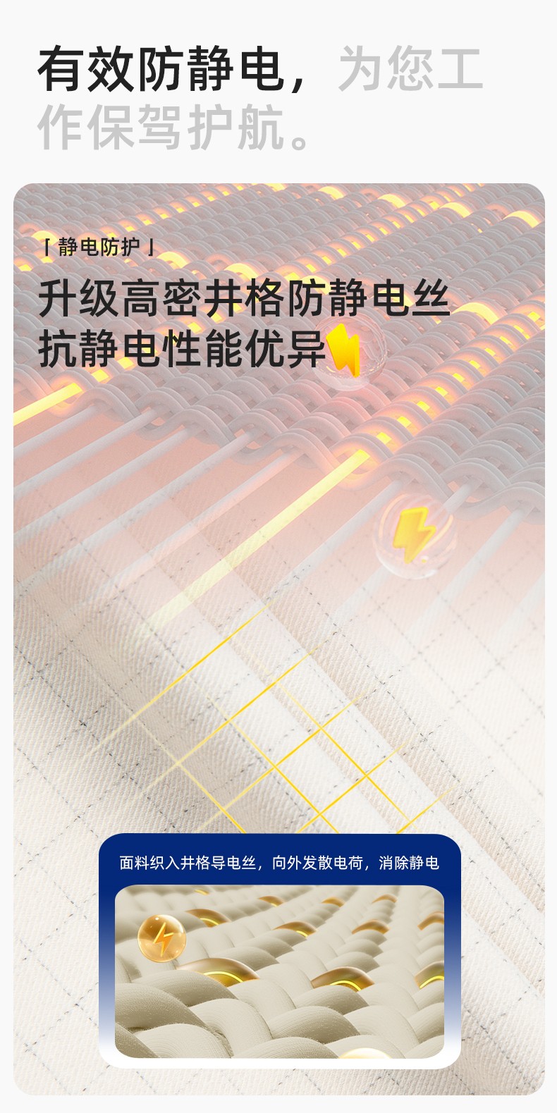 YJ-6513 春秋加油站防靜電勞保工作服套裝耐磨車間工裝定制(圖4)