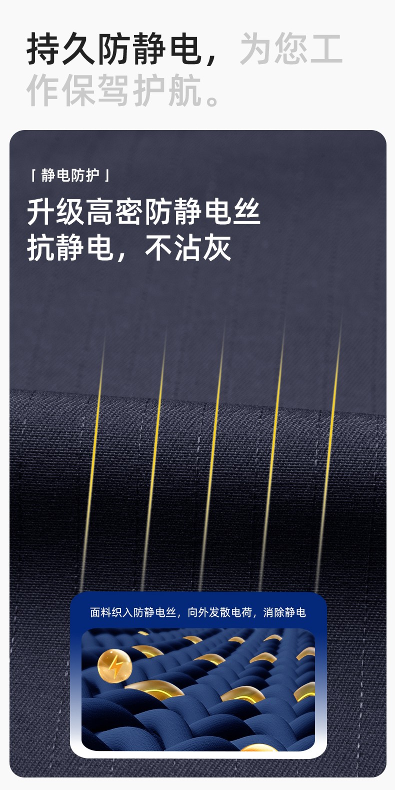 LJ-9901 春秋防靜電工作服套裝男拼色耐磨電焊工加油站可定制工裝勞保服(圖4)