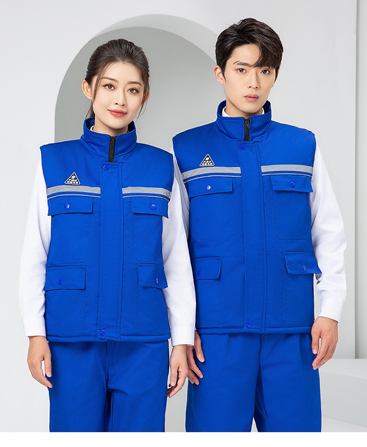LW-9903 防靜電冬季棉馬甲工作服印繡字男工裝棉馬夾船廠汽修加厚坎肩定制(圖19)