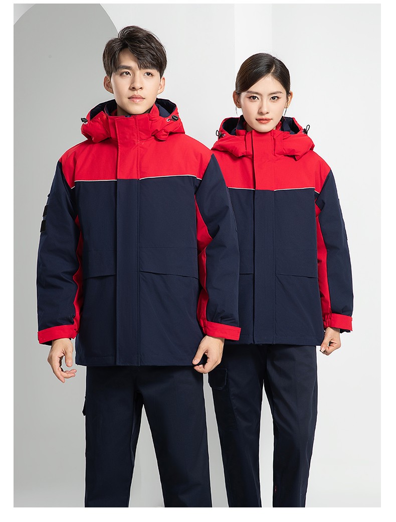 LW-8893 防靜電冬季中長工作服棉服定制男工服工裝加油站電工勞保服上衣(圖23)