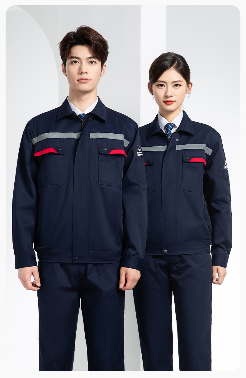 YM-20801F 防靜電工作服定制春秋加厚耐磨套裝男女加油加汽站化工車間勞保服(圖17)